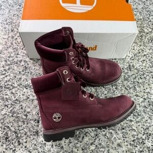 Timberland Women's Burgundy Velvet 6" Premium Waterproof Boots W8